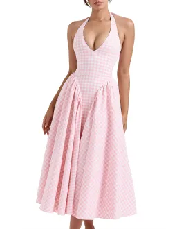 House of CB Marilyn Gingham Halter Midi Sundress Strawberry Shortcake Size S / AU 8 for rent on The Volte - image 5