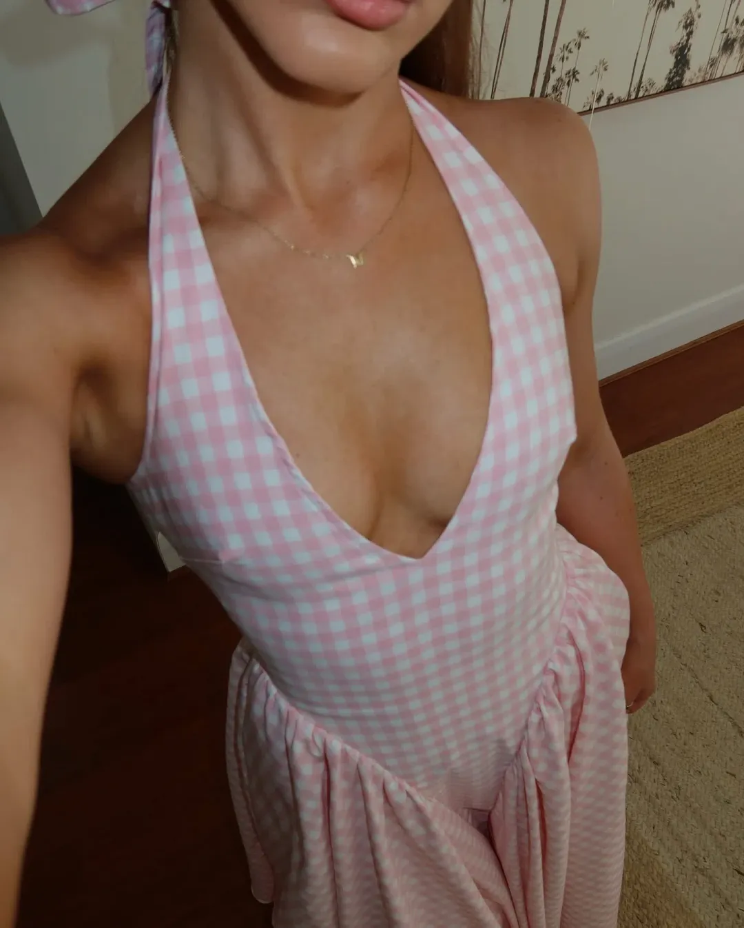 House of CB Marilyn Gingham Halter Midi Sundress Strawberry Shortcake Size S / AU 8 for rent on The Volte - main image