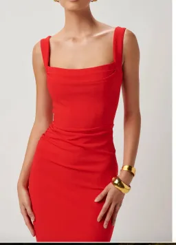 Effie Kats Marbella Midi Dress Cherry Red Size 6 for rent on The Volte - image 3