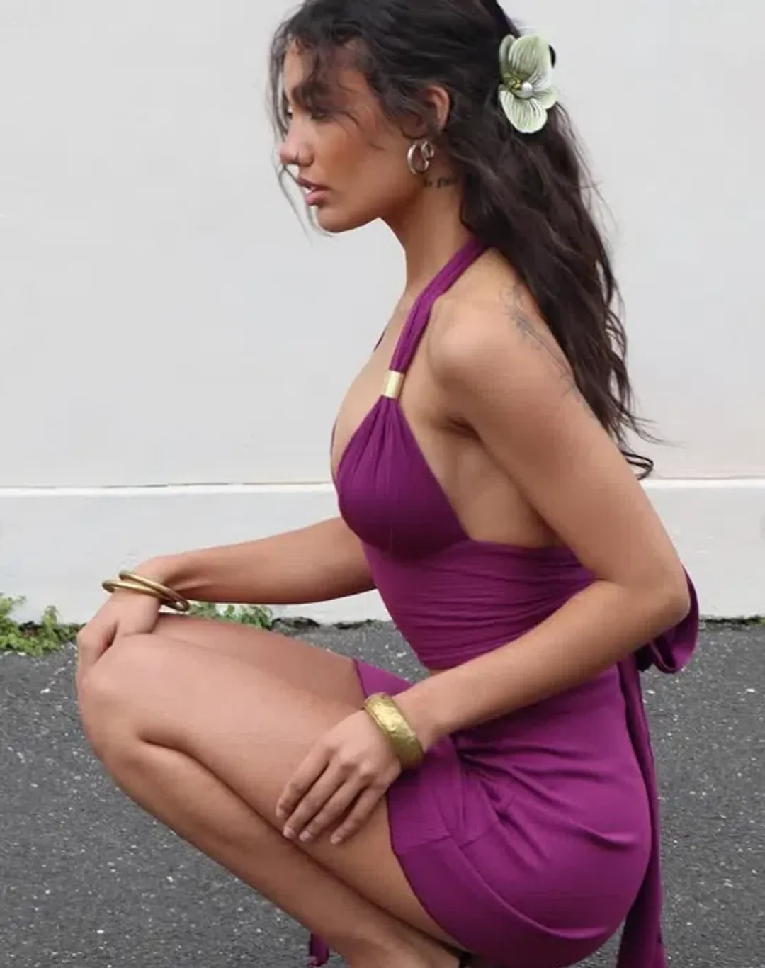 Orphe Violet Halter Top Size XS and Skirt Size S Set Deep Purple for rent on The Volte - main image