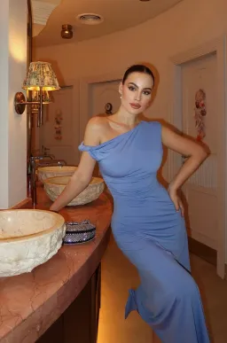 Misha Alma Matte Jersey Midi Dress Cornflower Blue Size 8/S for rent on The Volte - image 4