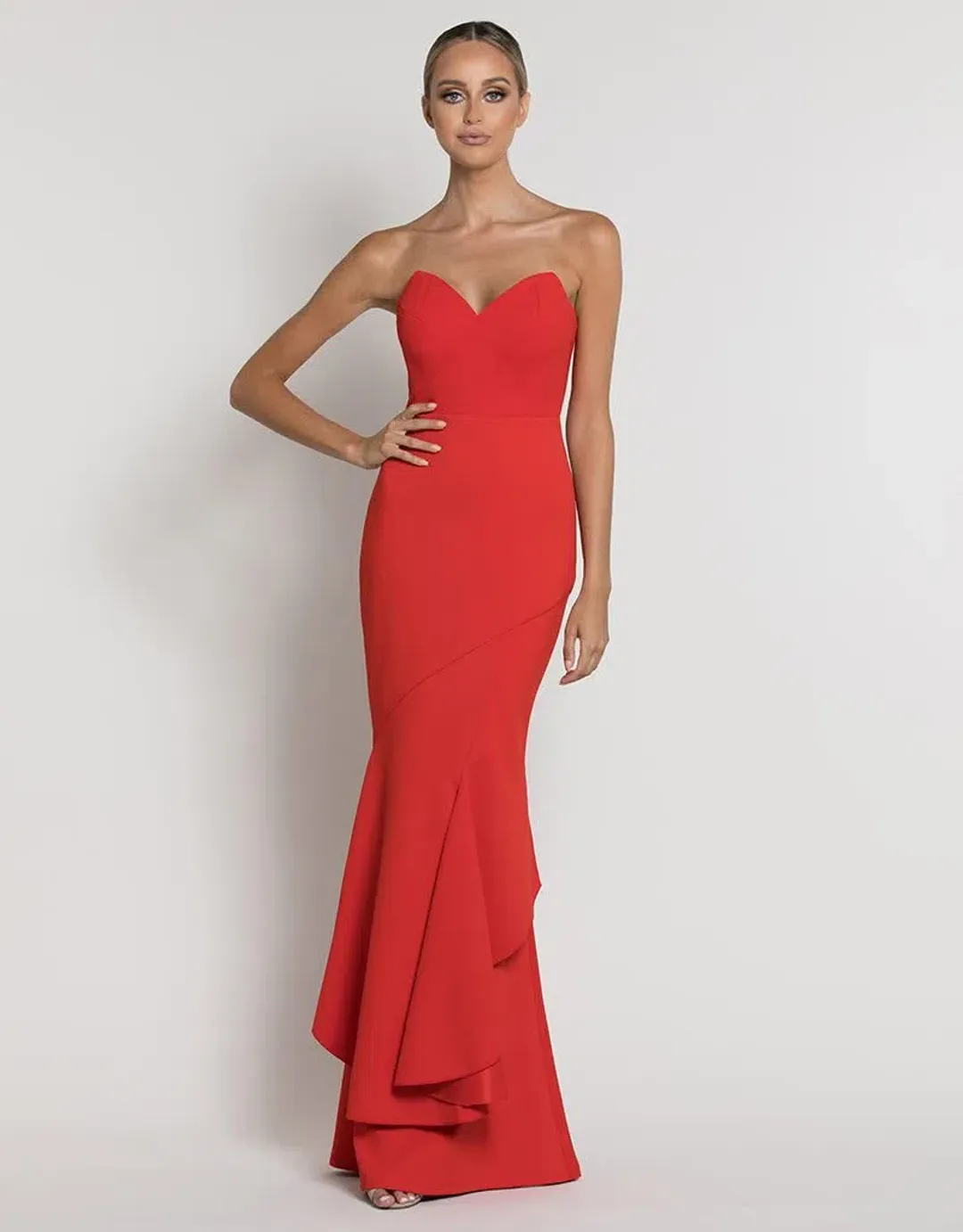 Bariano Victoria Strapless Fishtail Gown Red Size 14 for rent on The Volte - main image