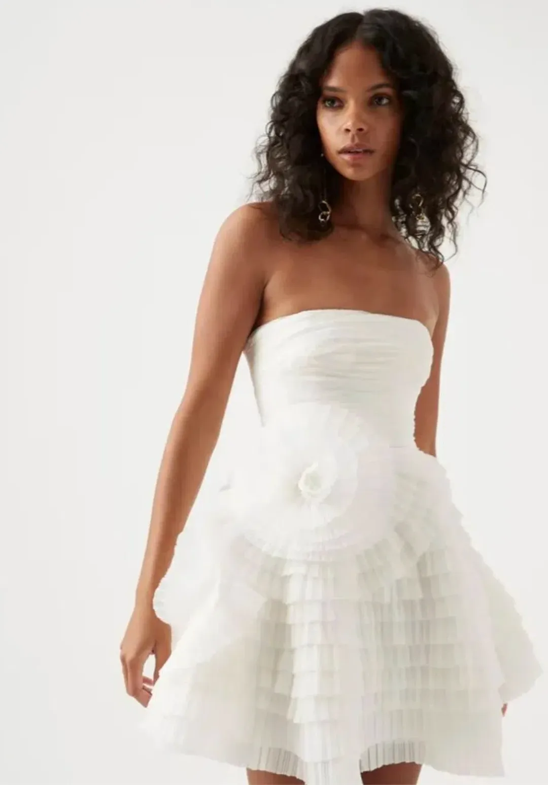 Aje Sculptura Expressive Pleated Mini Dress White Size 6 for rent on The Volte - main image