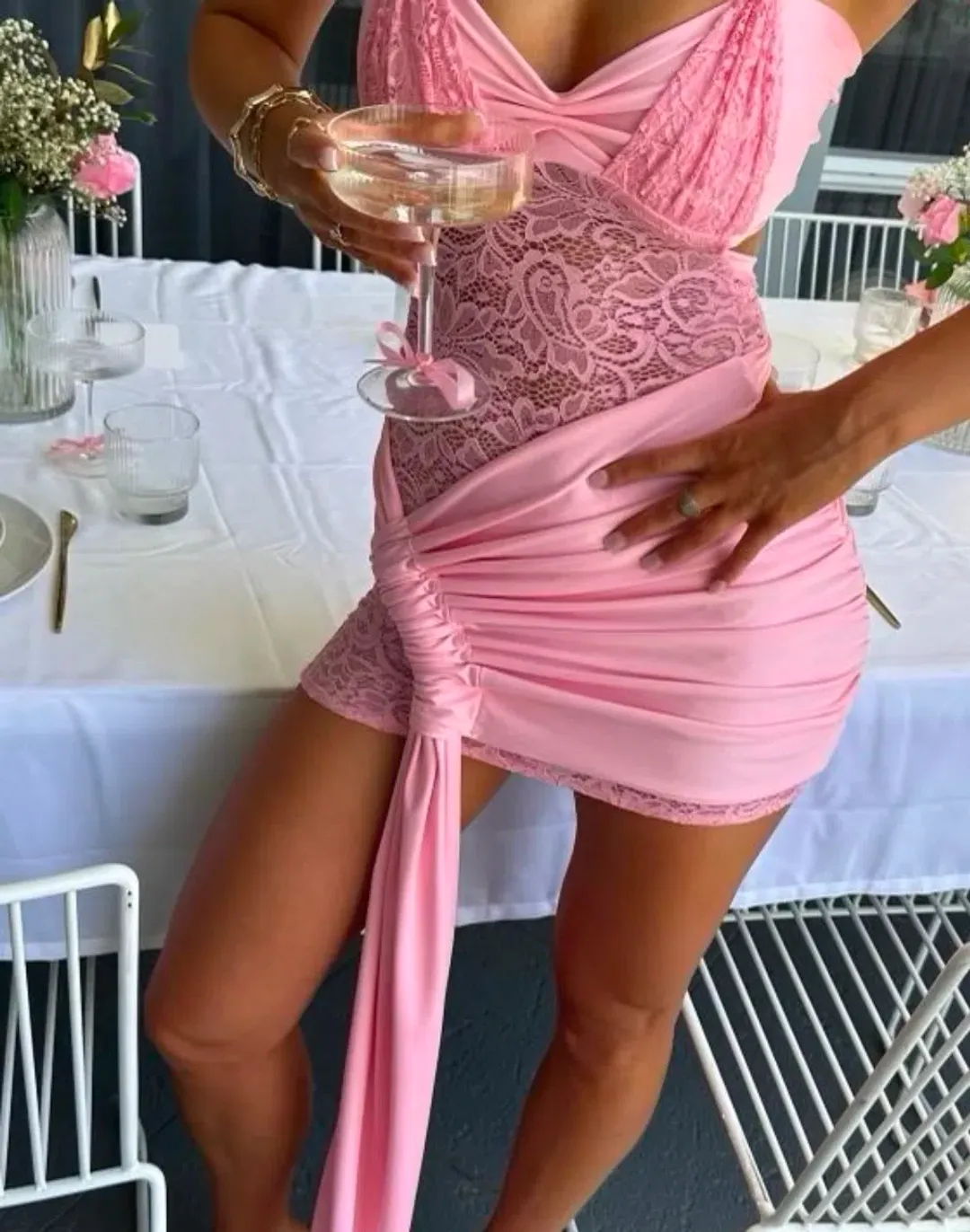 Deconduarte Lily Mini Dress Baby Pink Size S / AU 8 for rent on The Volte - main image