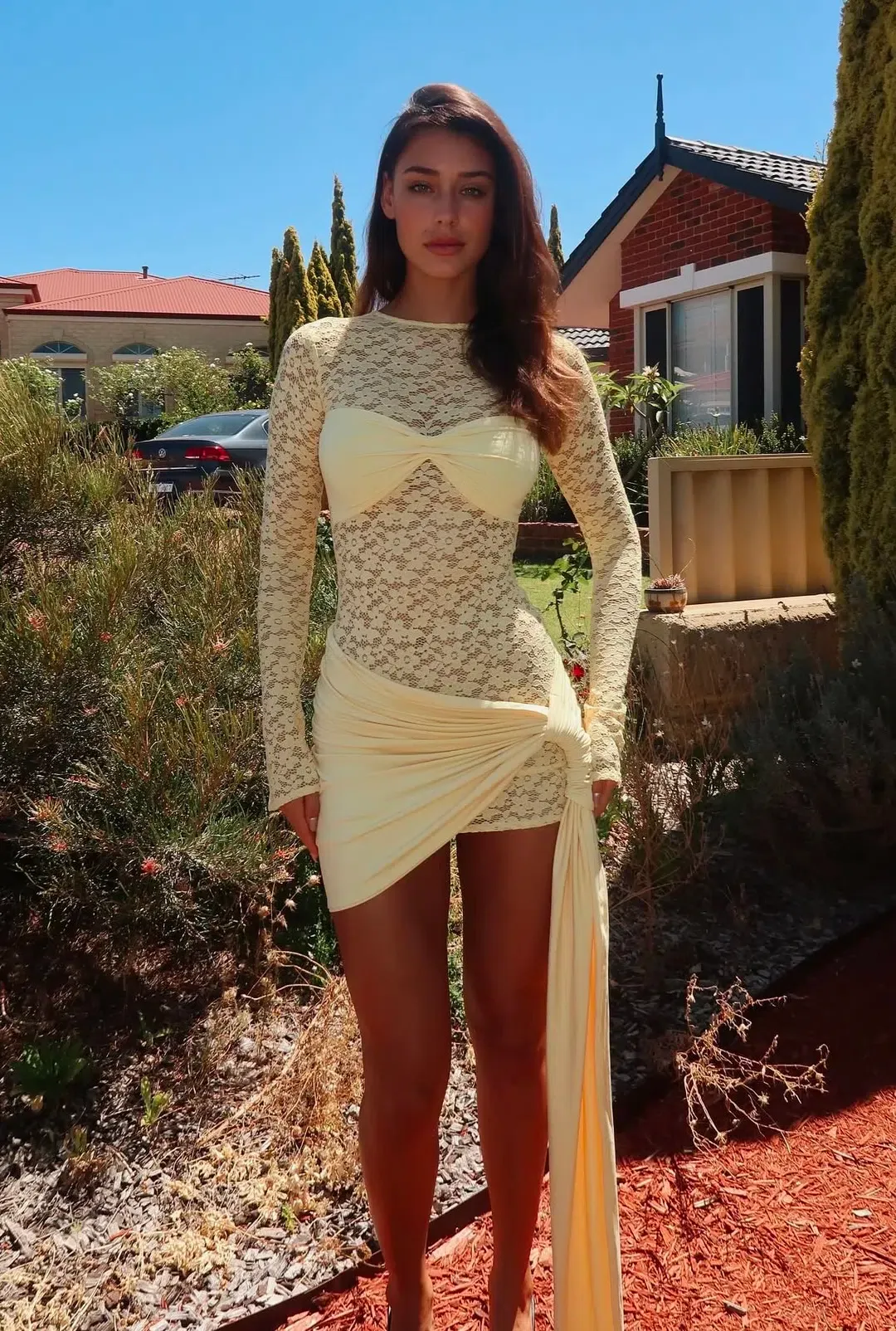 Deconduarte Ortigia MIni Dress in Baby Yellow Size 8 for rent on The Volte - main image