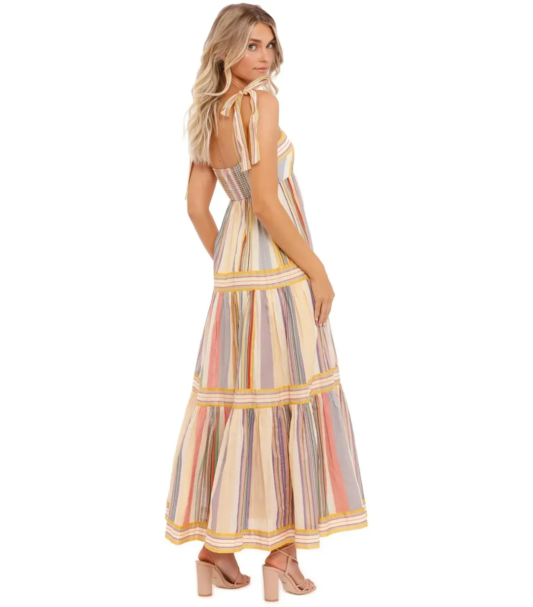 Zimmermann Mae Striped Cotton Maxi Dress in Multi Stripe Size 0 / AU 8 for rent on The Volte - main image