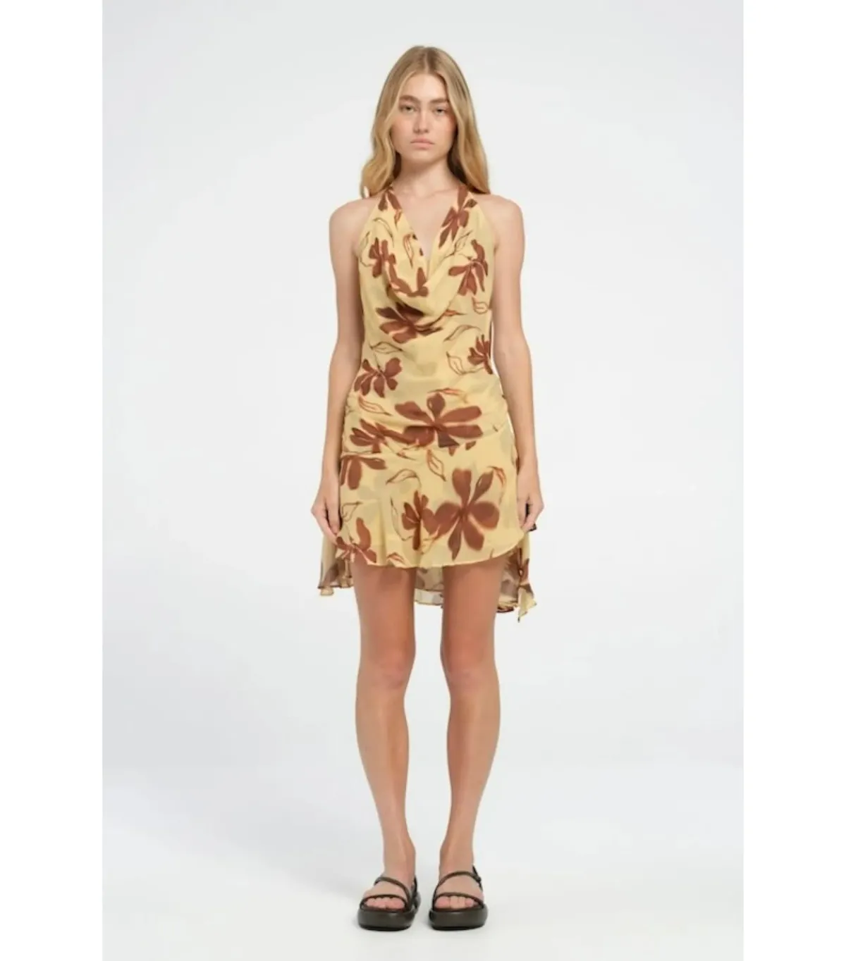 Benni Harlow Halter Dress in Butter Floral Size AU 8 for rent on The Volte - main image