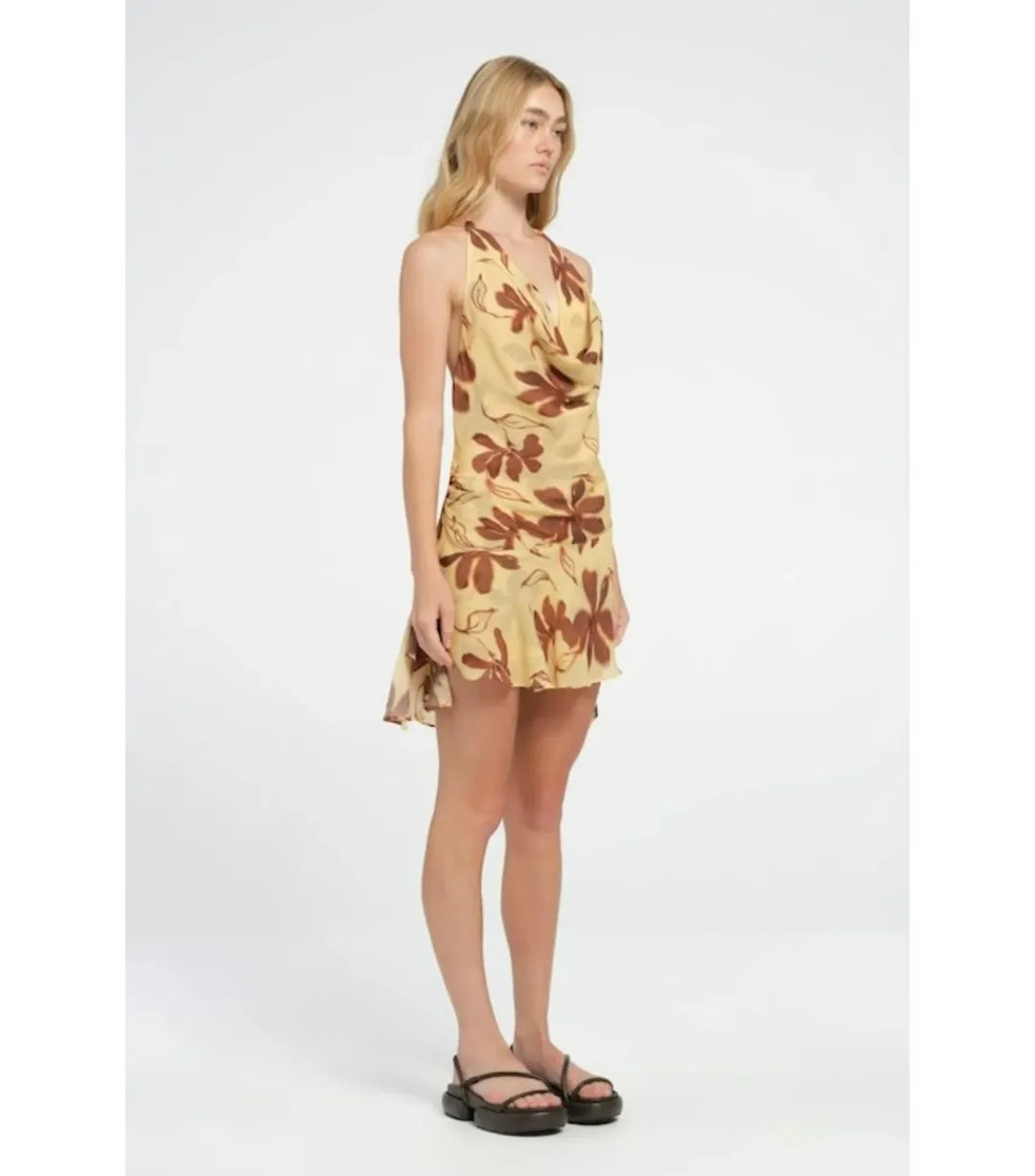 Benni Harlow Halter Dress in Butter Floral Size AU 8 for rent on The Volte - main image