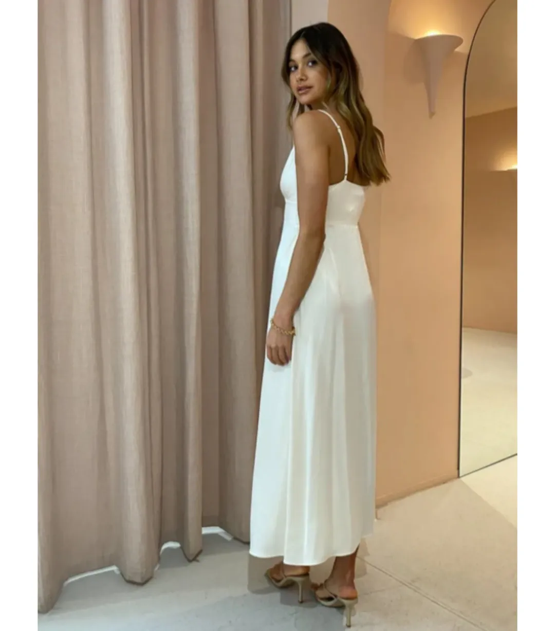 Shona Joy La Lune Cocktail Midi Dress in Cream Size AU 8  for rent on The Volte - main image