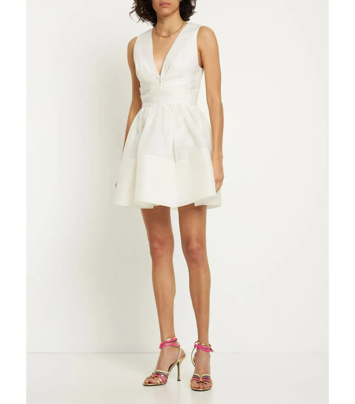 Zimmermann Tama V-Neckline Mini Dress White Size 1 / AU 10 for rent on The Volte - main image