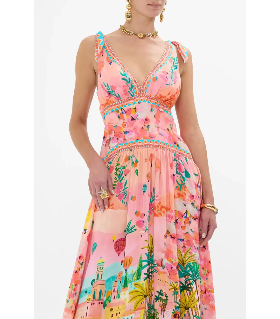 Camilla Tie Shoulder Dress in Sister Sunset Size AU 10 for rent on The Volte - main image