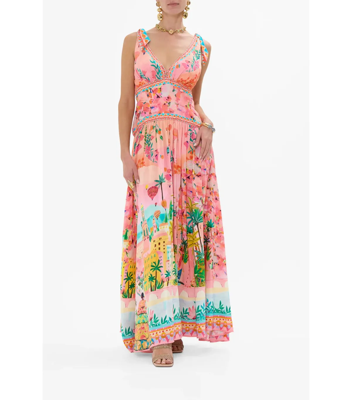 Camilla Tie Shoulder Dress in Sister Sunset Size AU 10 for rent on The Volte - main image