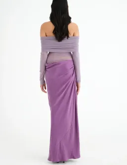 Benni Yasmin Off Shoulder Maxi Dress in Vintage Orchid Purple Size 6 for rent on The Volte - image 3