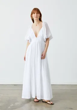 Joslin Studio Julianna Linen Ramie Maxi Dress Optical White Size 8 for rent on The Volte - image 1