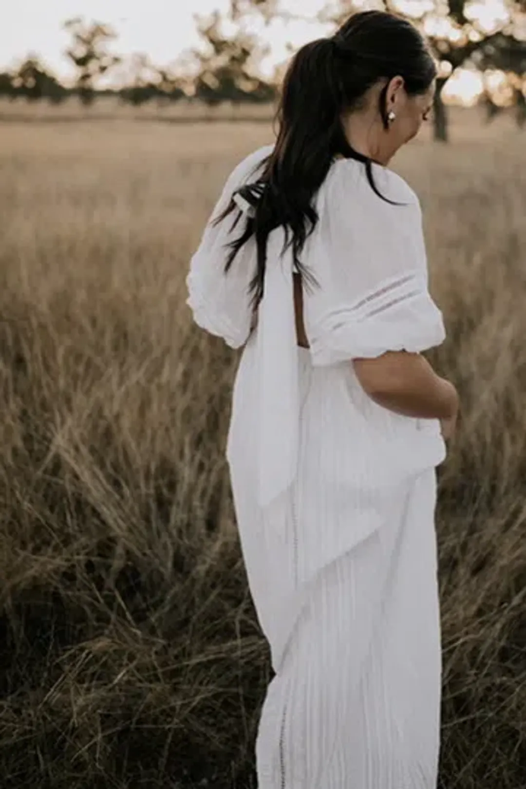 Joslin Studio Julianna Linen Ramie Maxi Dress Optical White Size 8 for rent on The Volte - main image