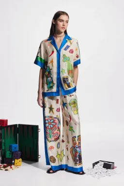 Alemais Rollers Silk Pant Multi Size 10 for rent on The Volte - image 1