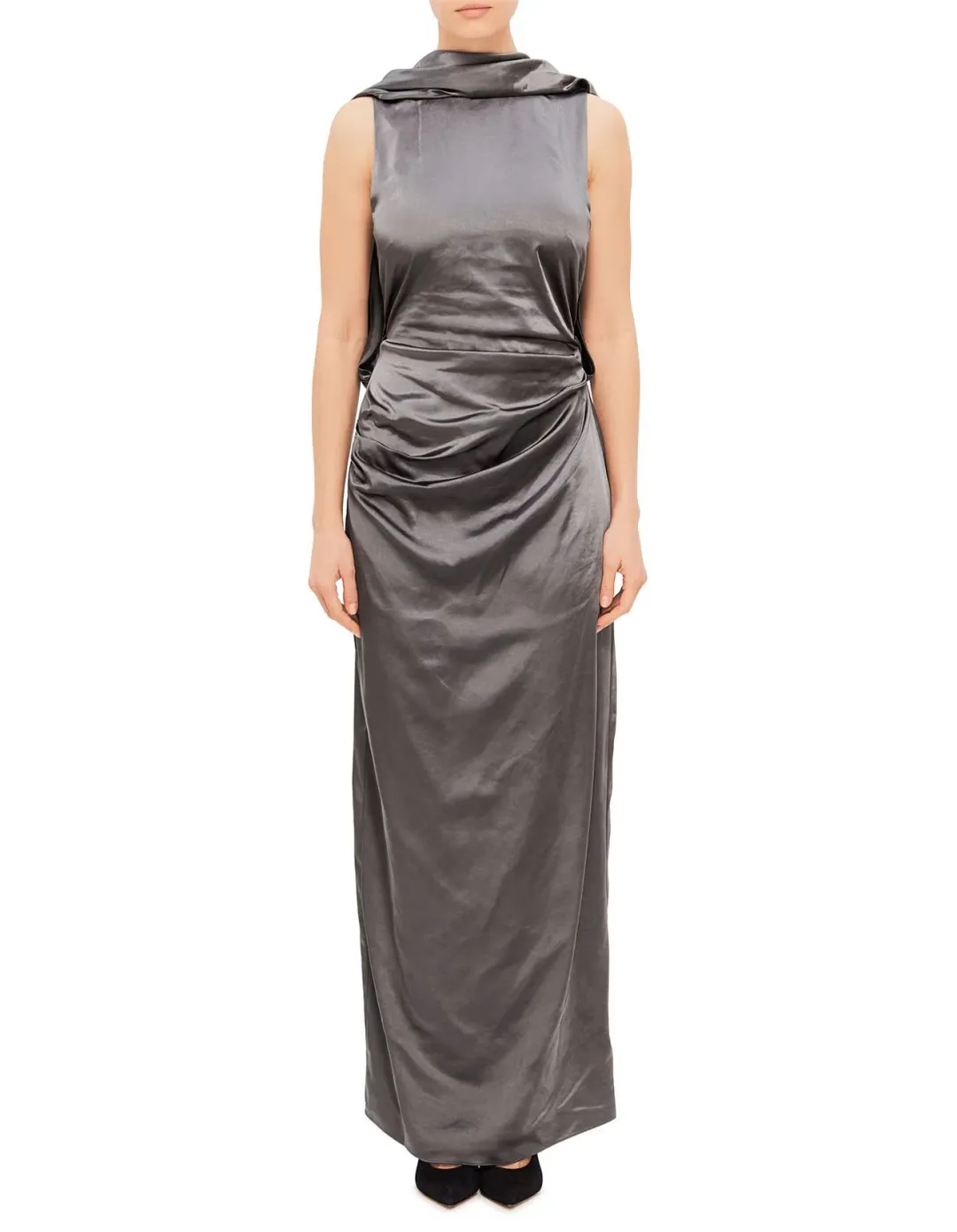 MISHA Ketina Gown Charcoal Pewter Size 8/S for rent on The Volte - main image