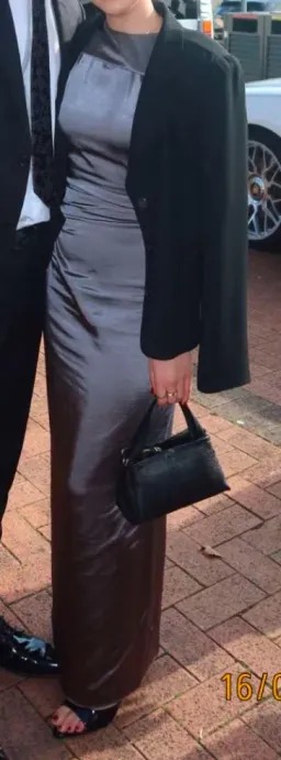 MISHA Ketina Gown Charcoal Pewter Size 8/S for rent on The Volte - image 3