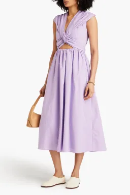 Tove Carine Twist Front Cutout Midi Dress Lilac Size 12 for rent on The Volte - image 1