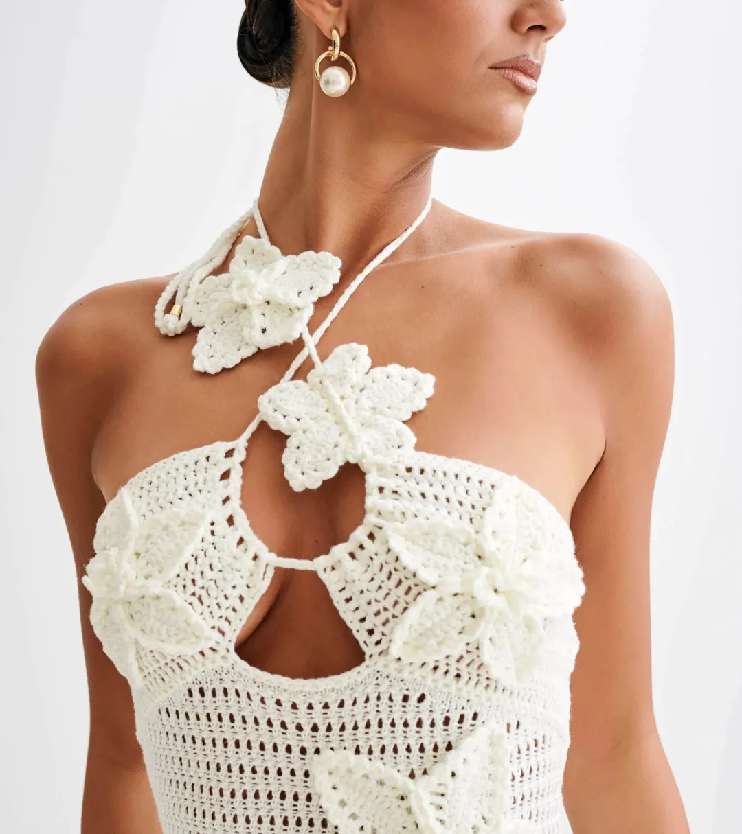 Meshki Kyla Floral Crochet Maxi Dress Ivory Size M / AU 10 for rent on The Volte - main image