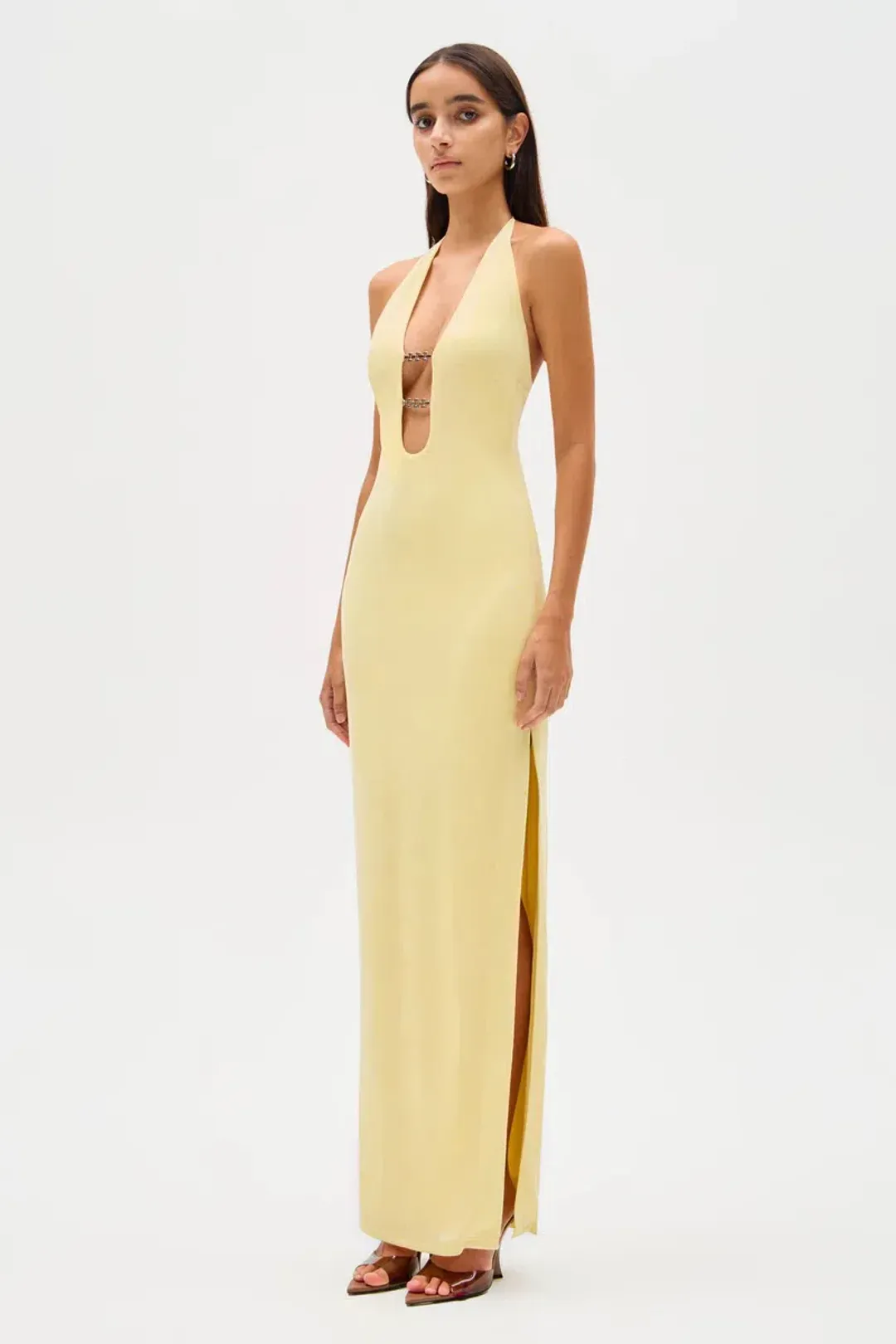Misha Yesenia Jersey Maxi Dress Pastel Yellow Size 6 for rent on The Volte - main image