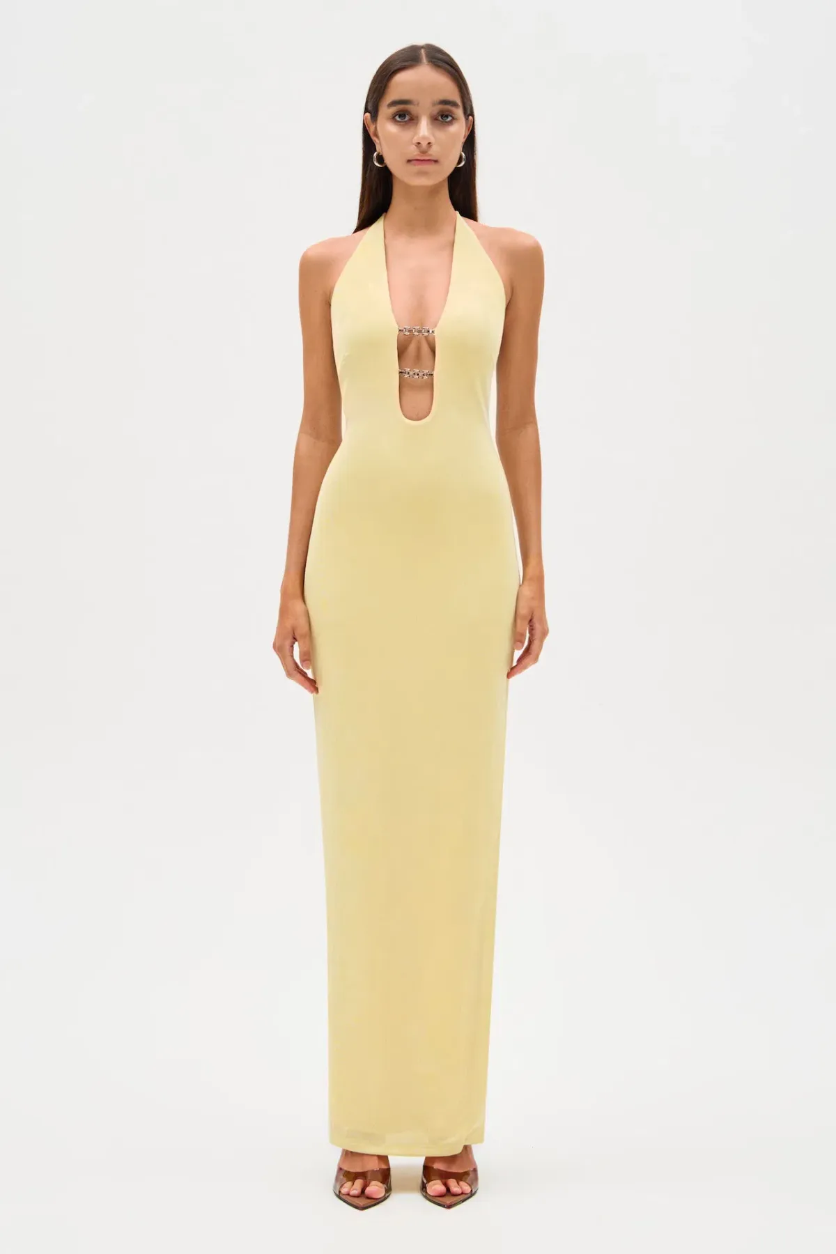 Misha Yesenia Jersey Maxi Dress Pastel Yellow Size 6 for rent on The Volte - main image