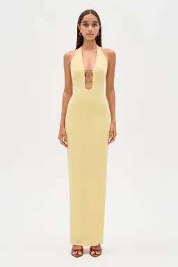 Misha Yesenia Jersey Maxi Dress Pastel Yellow Size 6 for rent on The Volte - image 1