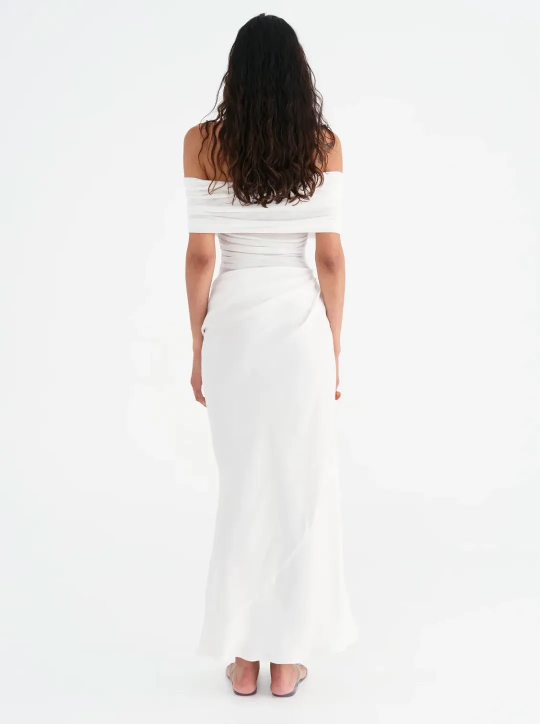 Benni Nico Off Shoulder Maxi Dress White Size S / AU 8 for rent on The Volte - main image