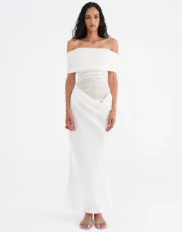 Benni Nico Off Shoulder Maxi Dress White Size S / AU 8 for rent on The Volte - image 1