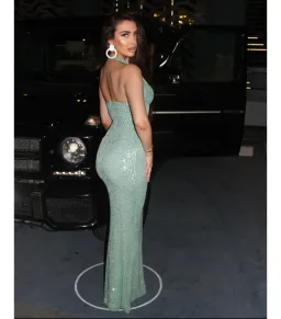 Maelle Paris Shimmer Maxi Gown Emerald Size S / AU 8 for rent on The Volte - image 2