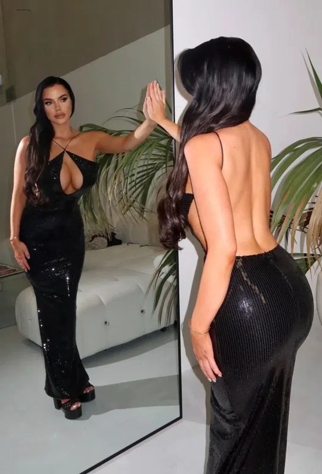 Maelle Paris Elsa Maxi Sequin Gown Black Size S / AU 8 for rent on The Volte - main image