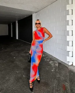 Scanlan Theodore Italian Watercolour Dress in Red/Blue Size AU 8  for rent on The Volte - image 7