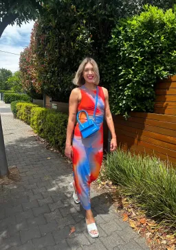 Scanlan Theodore Italian Watercolour Dress in Red/Blue Size AU 8  for rent on The Volte - image 6