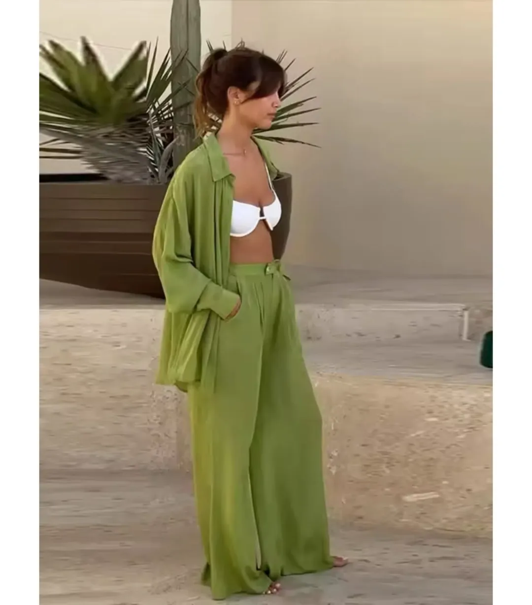 Posse The Label Frankie Top Size AU XS and Pant Size AU 10 Set Green for rent on The Volte - main image