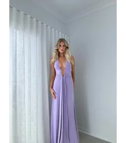 Misha Jennifer Cupro Maxi Dress in Lilac Size 6/XS for rent on The Volte - image 3