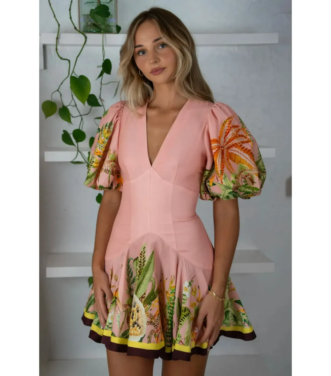 Alemais Papaya Mini Dress Pink Size AU 16 for rent on The Volte - main image