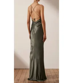 Shona Joy La Lune Lace Back Maxi Dress Olive Size AU 8 for rent on The Volte - image 3