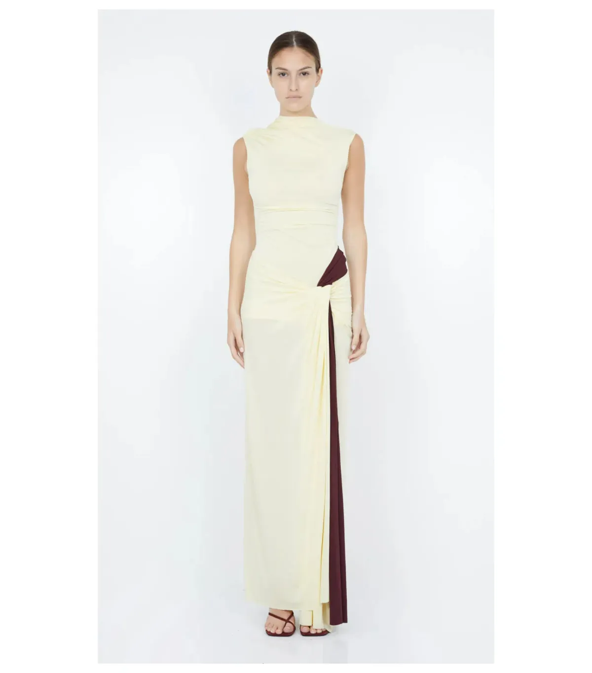 Bec & Bridge Greta Twist Maxi Dress in Butter Size AU 6 for rent on The Volte - main image