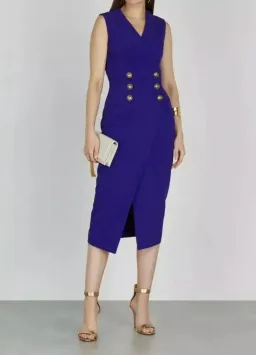 Balmain Double Breasted Midi Wrap Dress Size 12/L for rent on The Volte - image 1