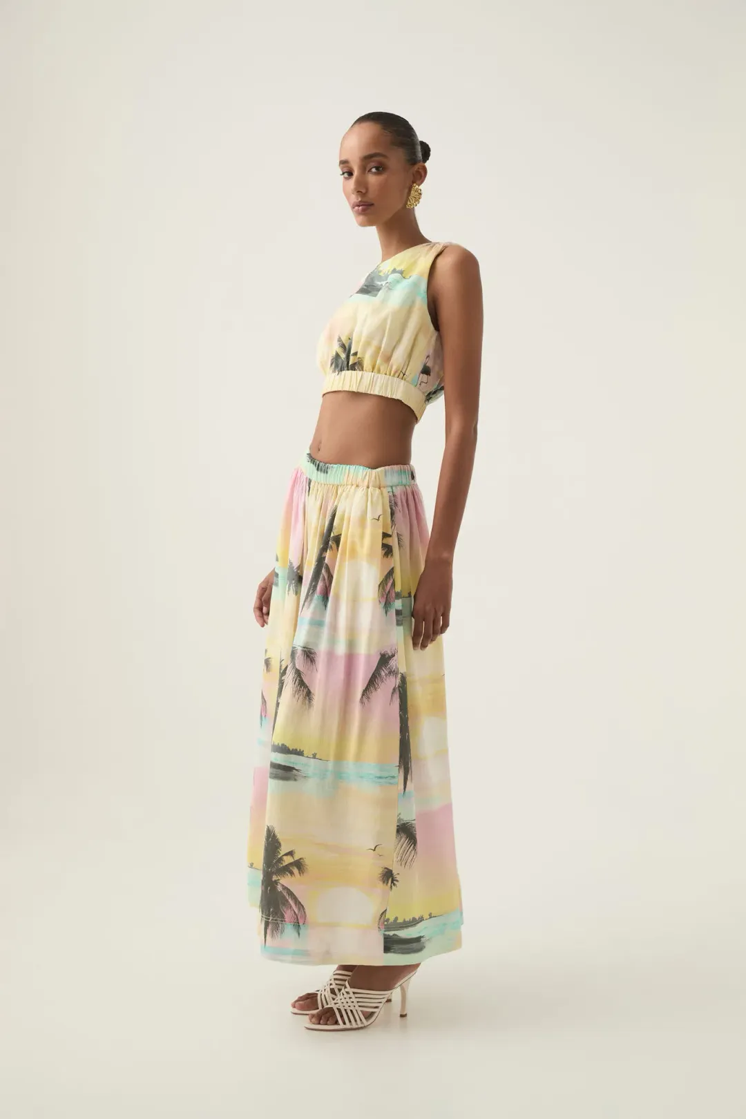 Aje Nicolette Elasticated Top Size 14 and Maxi Skirt Size 10 Set Sunset Sky for rent on The Volte - main image