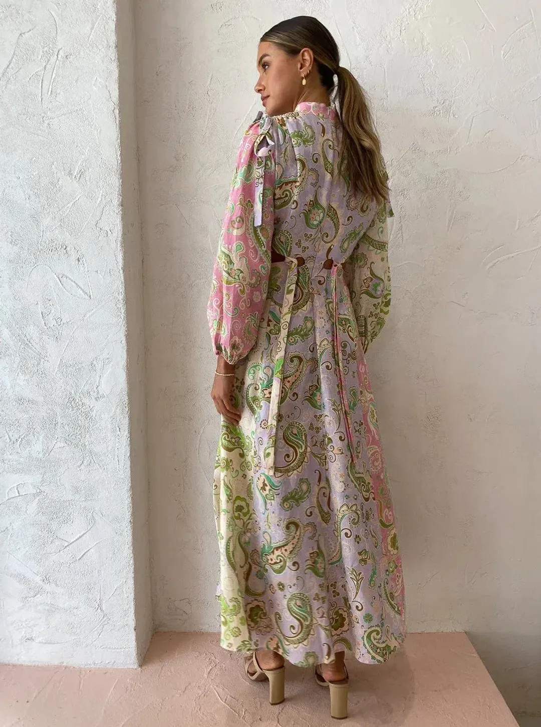 Alemais Marta Cut Out Midi Dress Paisley Print Size 4 for rent on The Volte - main image