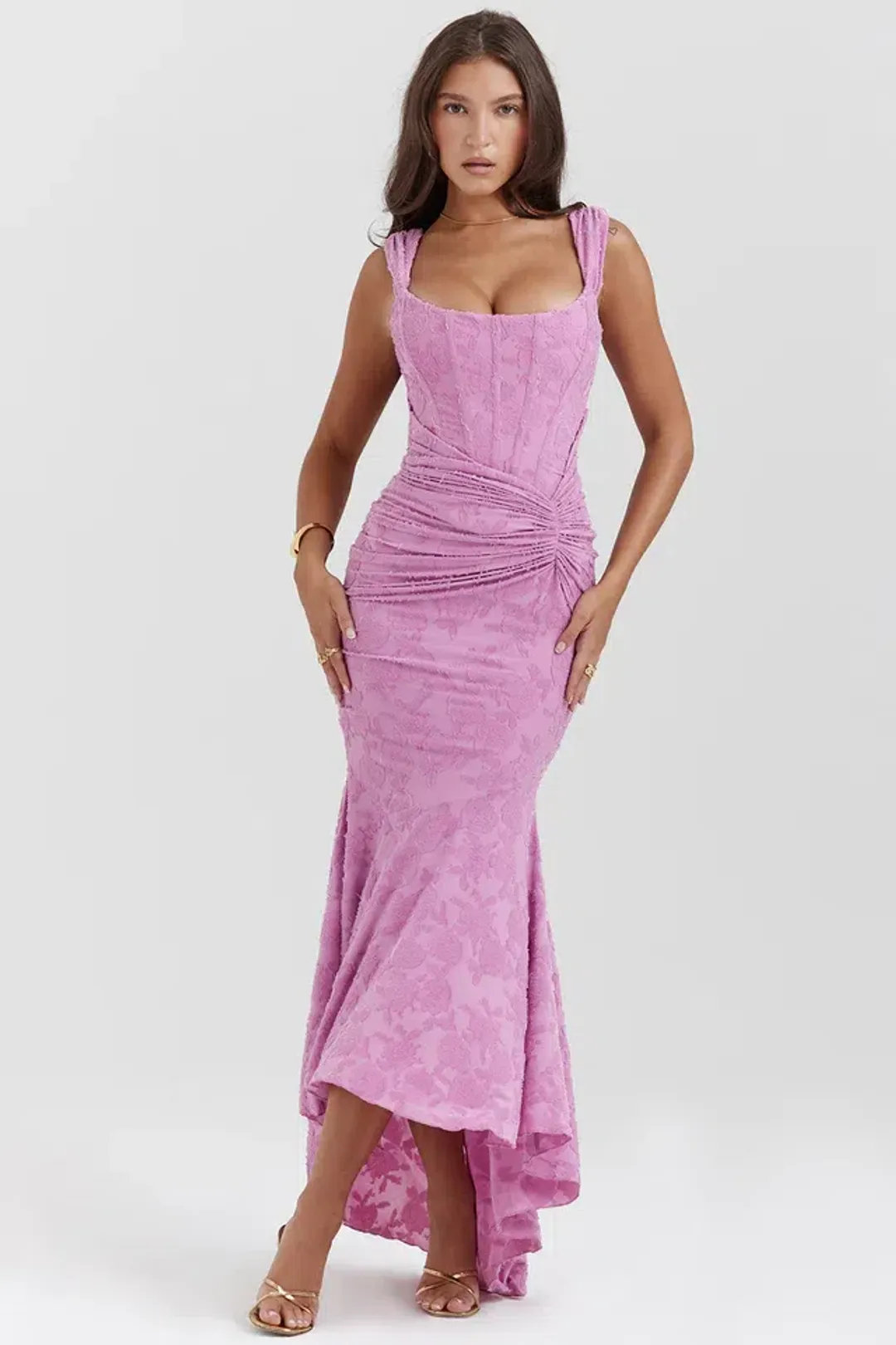 House Of CB Cesca Floral Maxi Dress Rose Pink Size M / AU 10 for rent on The Volte - main image