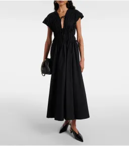 Tove Ceres Gathered Cotton Midi Dress Black Size AU 14 for rent on The Volte - image 1