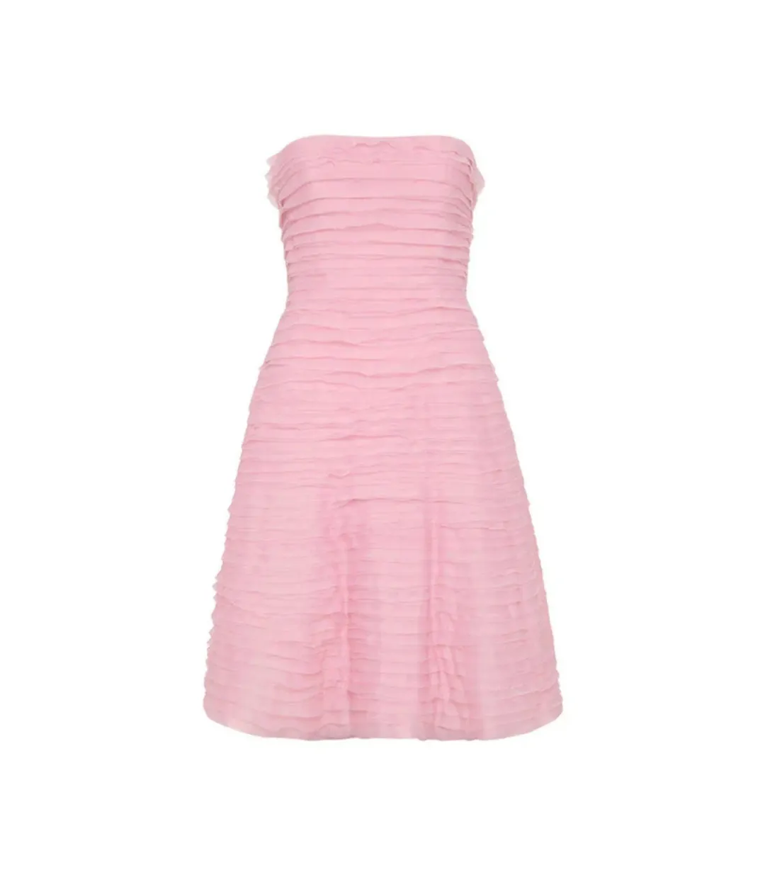 Aje Soundscape Mini Dress in Chalk Pink Size AU 8 for rent on The Volte - main image