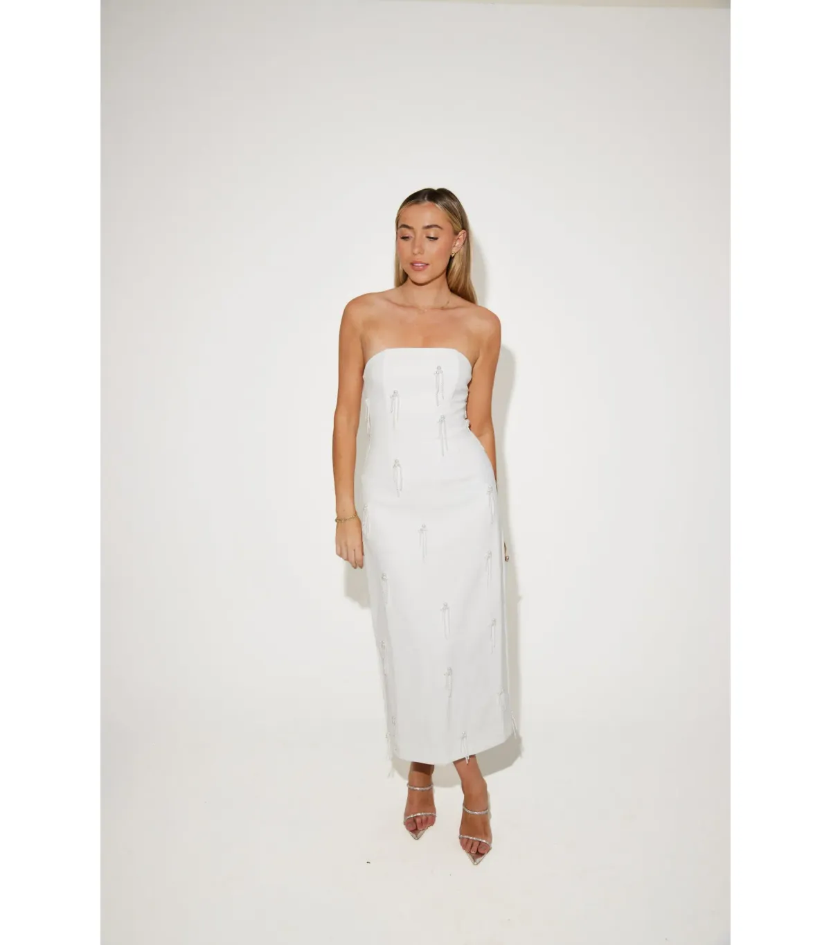 Odd Muse The Ultimate Muse Embellished Midi Dress White Size XS / AU 6 for rent on The Volte - main image
