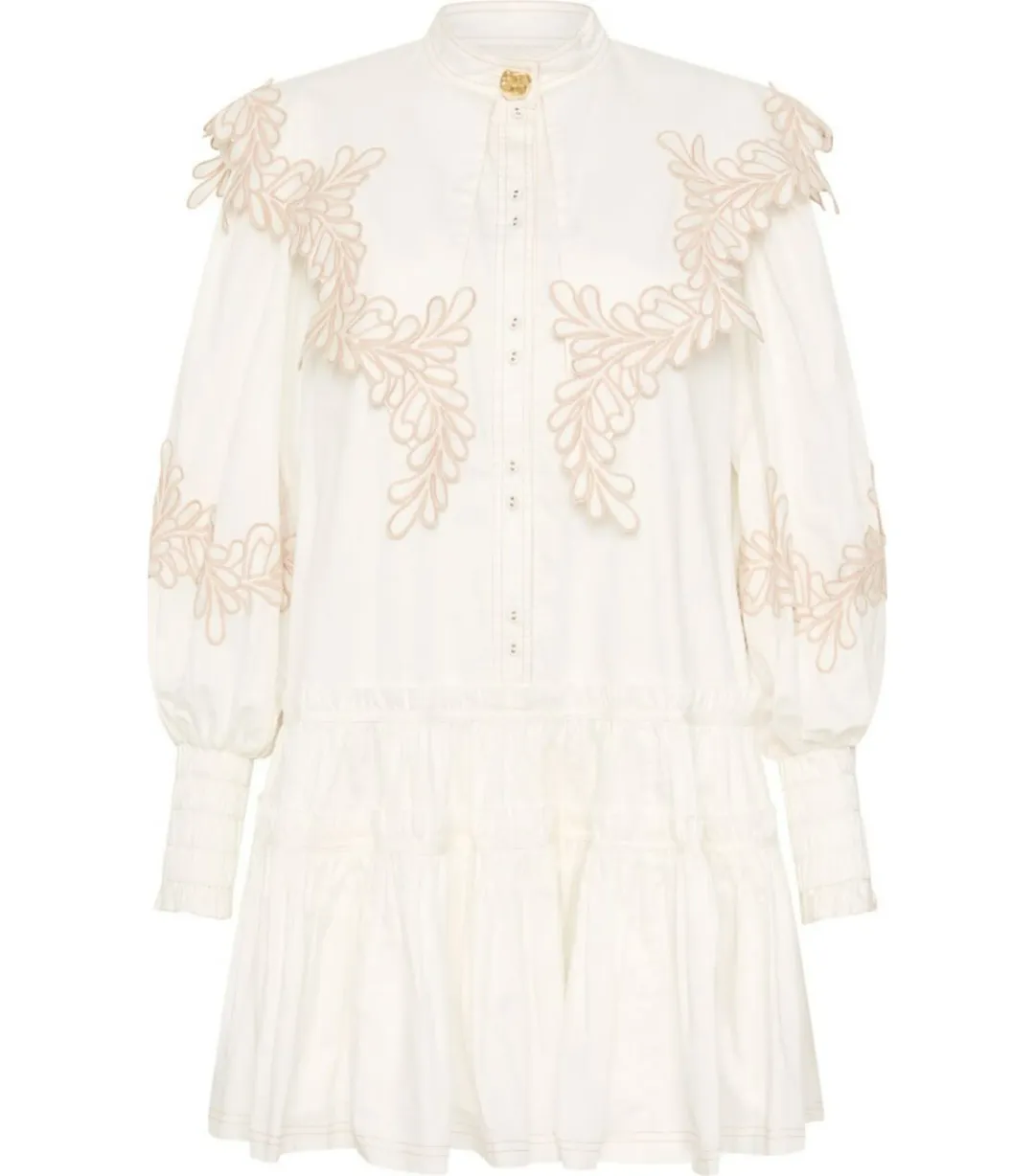 Aje Botanical Trim Collar Dress Ivory Size AU 16 for rent on The Volte - main image