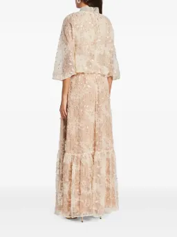 Self-Portrait Embellished Cape Maxi Dress Beige Size 8 for rent on The Volte - image 3