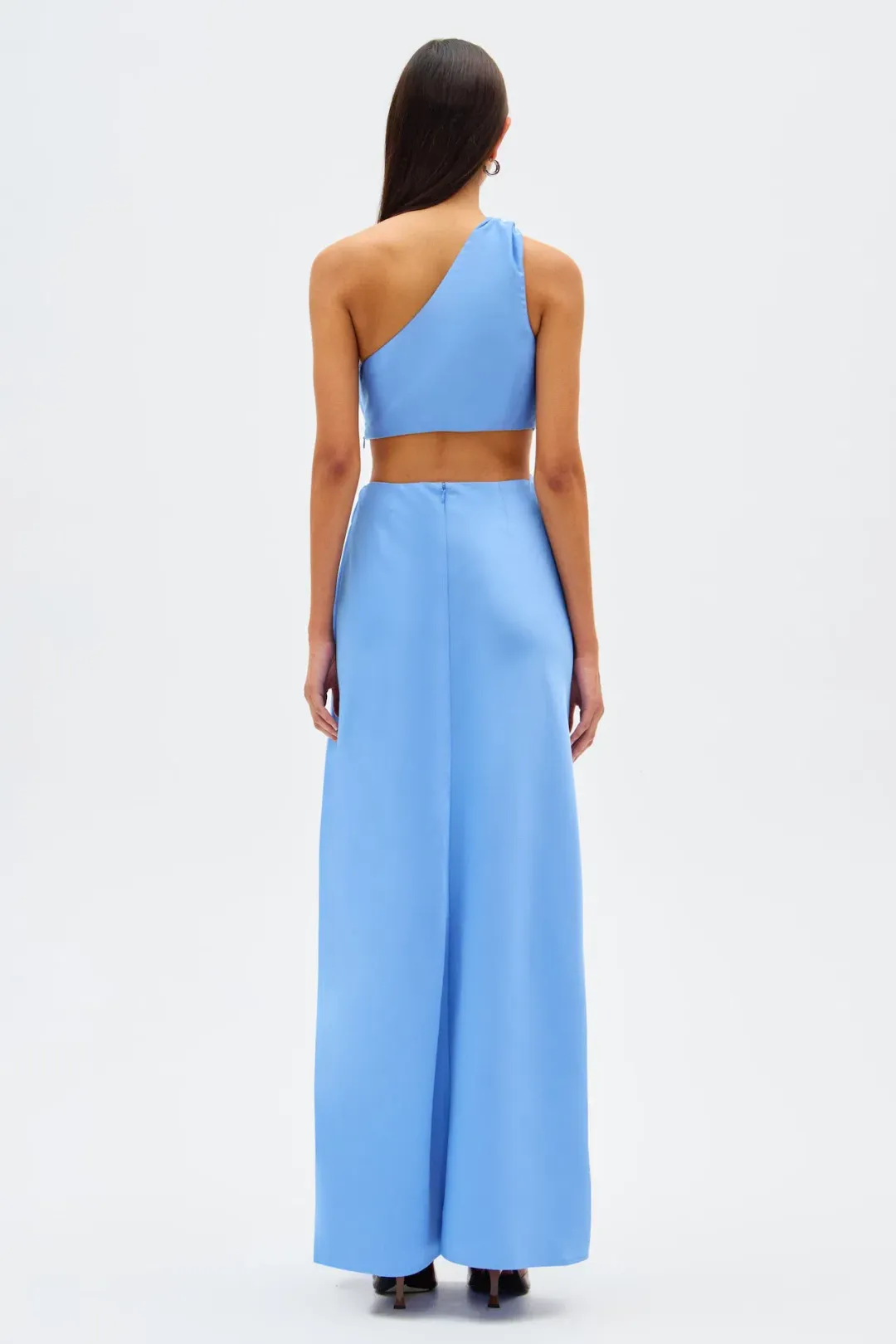 Misha Kristin Satin Gown in Cornflower Blue Size 8 for rent on The Volte - main image