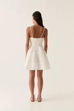 Aje Cinque Jacquard Mini Dress Ivory Size 10 for rent on The Volte - image 3