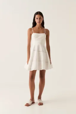 Aje Cinque Jacquard Mini Dress Ivory Size 10 for rent on The Volte - image 4